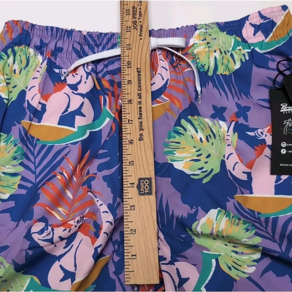 Brooklyn Cloth Co Swim Trunks Shorts Mens Size M Surfing Dinosaurs Print NEW NWT